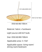 Japanese Wabi Sabi Cloth Pendant Light Bar Living Room B&B Bedroom Nordic Ceiling Chandelier Lighting Decor Lustre Hanging Lamps