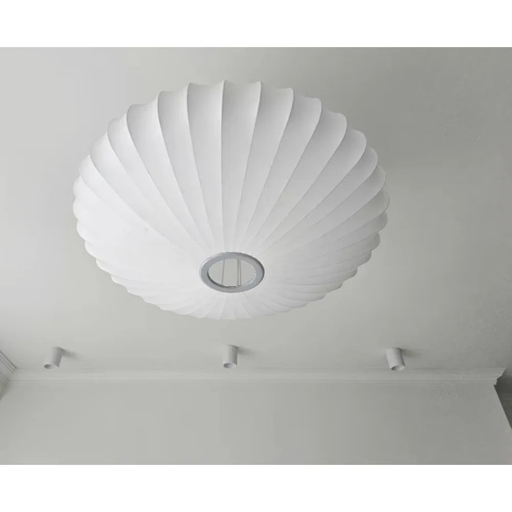 E27 Hanging Lights Silk White Dia40.cm Chandeliers Oval Shade LED Lights for Living room Restaurants Dining Room