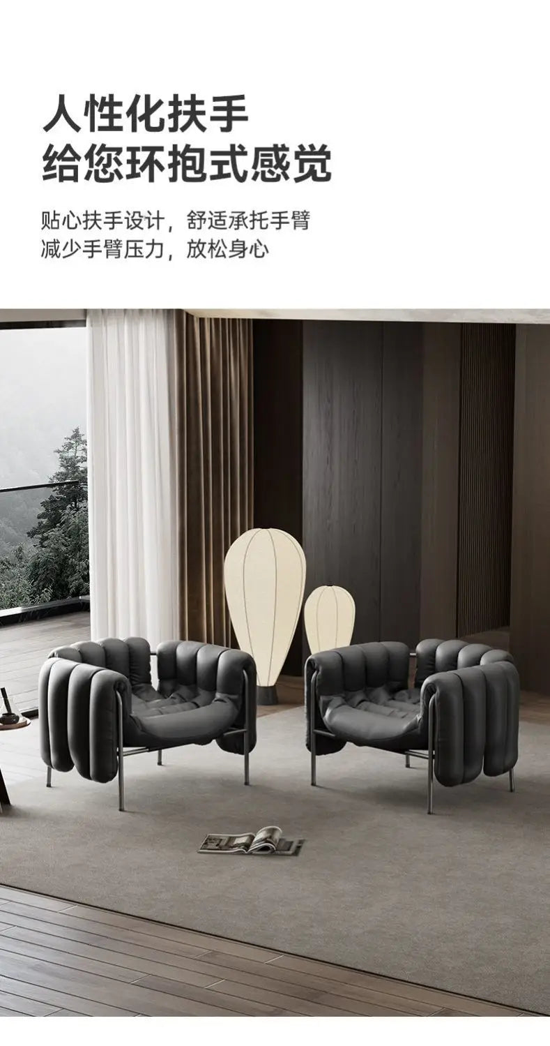 Italian Single Sofa  Designer  Vintage  Modern  Living Room Balcony  Lounger  Lounge Chair  Casual