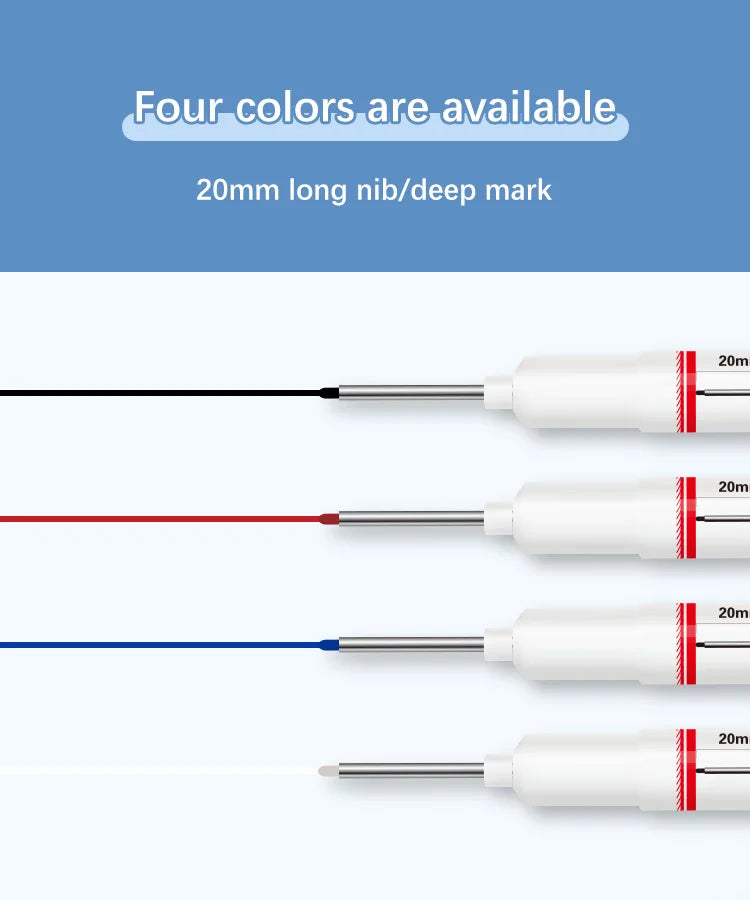 4Pcs Deep Hole Long Nib Markers For Pen Set Waterproof Fine Tip for Metal, wood & Furniture Marking