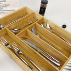 Stylish and Simple Six-grid Bamboo Knife Box, Divided Format, Western Knife Storage Box, Kitchen Supplies Storage