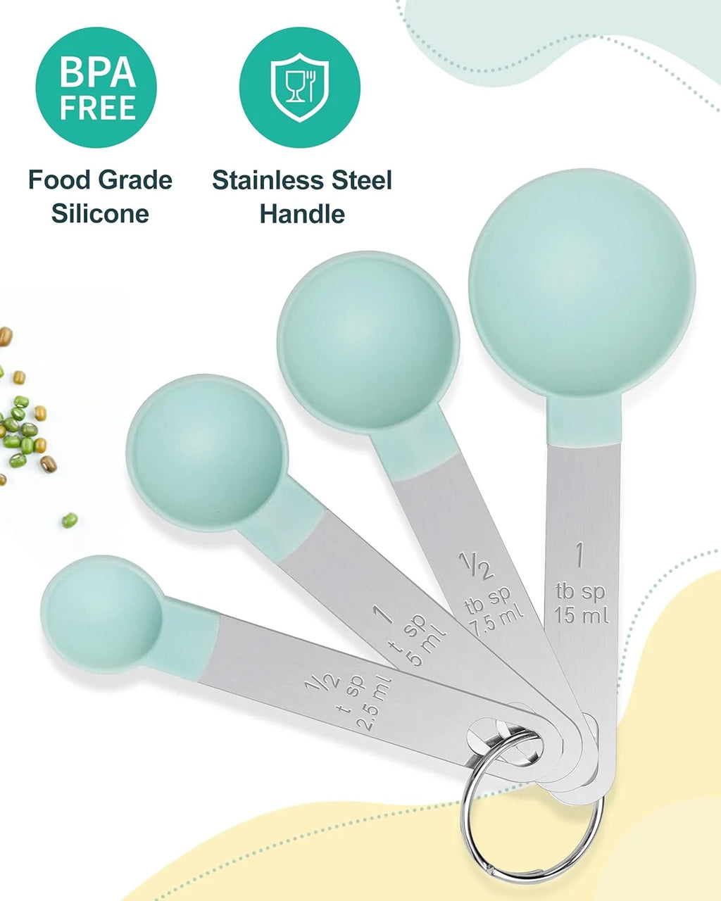 8pcs Measuring Cups & Spoons Set,Stackable Nesting Measure Cups with Stainless Steel Handle,Kitchen Gadgets for Cooking & Baking