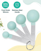 8pcs Measuring Cups & Spoons Set,Stackable Nesting Measure Cups with Stainless Steel Handle,Kitchen Gadgets for Cooking & Baking