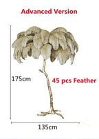 Living Room Sofa Side Floor Lamp Nordic Creative Ostrich Feather Standing Floor Light Home Decor Indoor Bedroom Bedside Fixture