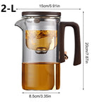 1 Set Glass Teapot Water Separation Wooden Handle Glass Tea Kettle With Infuser Drip-Free Spout Tea Pot For Tea Brewing