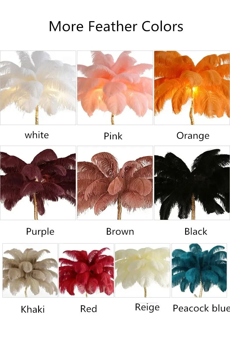 Living Room Sofa Side Floor Lamp Nordic Creative Ostrich Feather Standing Floor Light Home Decor Indoor Bedroom Bedside Fixture