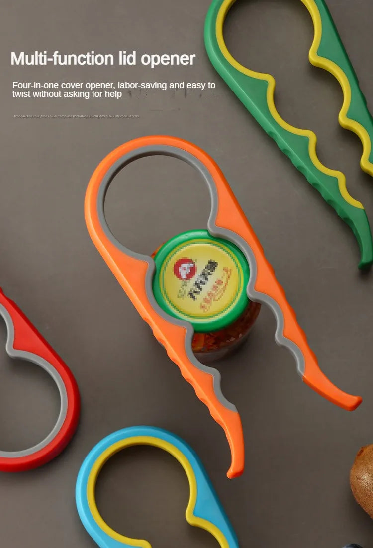 1Pc Four-in-One Bottle Opener Kitchen Multi-Function Can Openers Bottle Opener Non-Slip Labor-Saving Twist Bottle Lid Opener