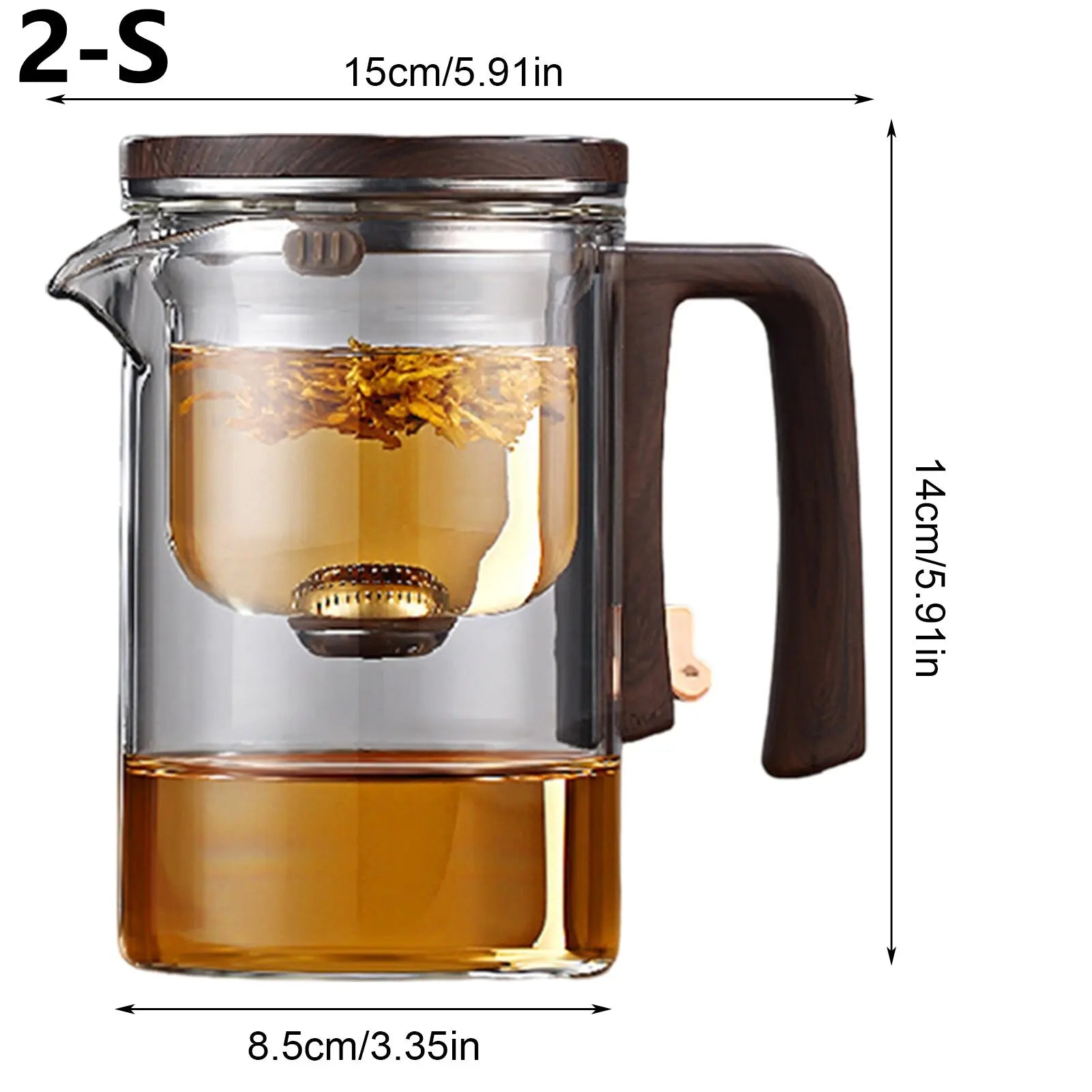 1 Set Glass Teapot Water Separation Wooden Handle Glass Tea Kettle With Infuser Drip-Free Spout Tea Pot For Tea Brewing