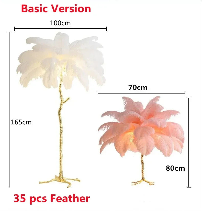 Living Room Sofa Side Floor Lamp Nordic Creative Ostrich Feather Standing Floor Light Home Decor Indoor Bedroom Bedside Fixture