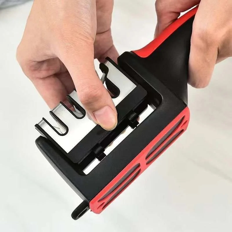 3-Stage Knife Sharpener - Manual Knife Sharpening Tool for Home Use, Quick & Easy Blade Maintenance, Home Kitchen Essential