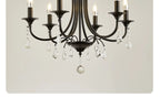 American Black Metal E14 Led Chandelier Living Room Crystal Hanging Lamp Art Decor Home Lighting Led Lamparas Luminarias