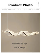 Nordic Creative Led Chandelier Design Long Wave Pendant Lights Restaurant Bar Lamp Dining Room Home Decor Hanging Light Fixture