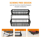 2-Layer Metal Fruit Basket, Countertop Storage Rack for Kitchen, Bathroom, Living Room - Detachable, Black