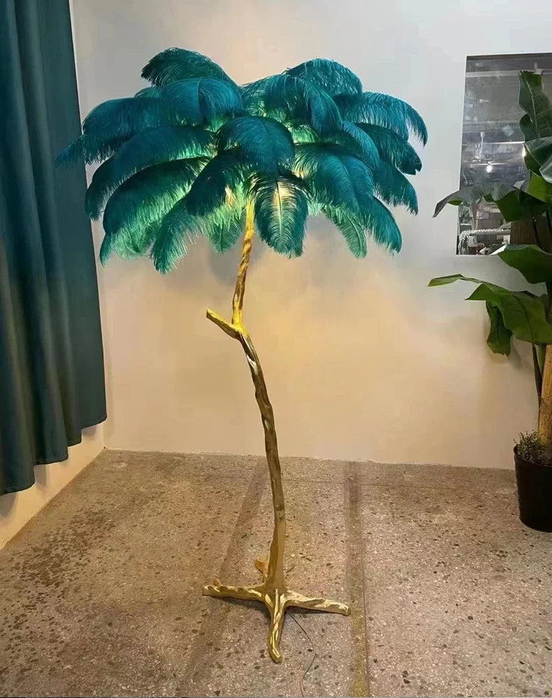 Living Room Sofa Side Floor Lamp Nordic Creative Ostrich Feather Standing Floor Light Home Decor Indoor Bedroom Bedside Fixture
