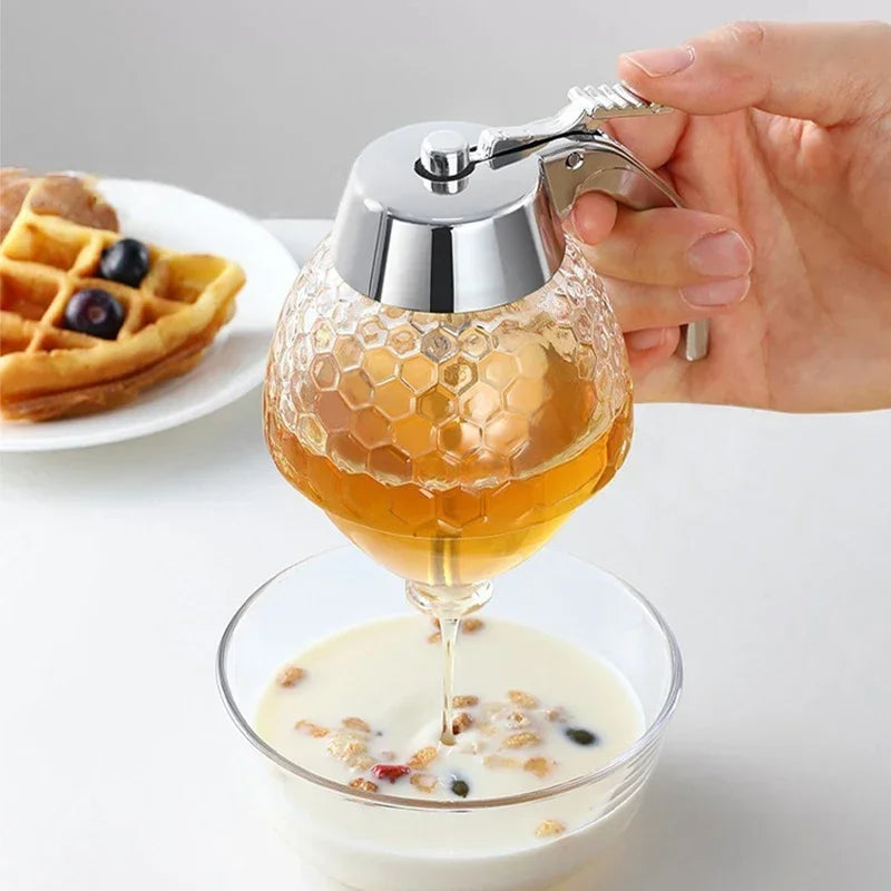 Portable Honey Jar Oil Syrup Storage Kettle Suitable for Juice Honeybee Kitchen Liquid Pot Container Kitchen Storage Supplies