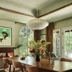 E27 Hanging Lights Silk White Dia40.cm Chandeliers Oval Shade LED Lights for Living room Restaurants Dining Room