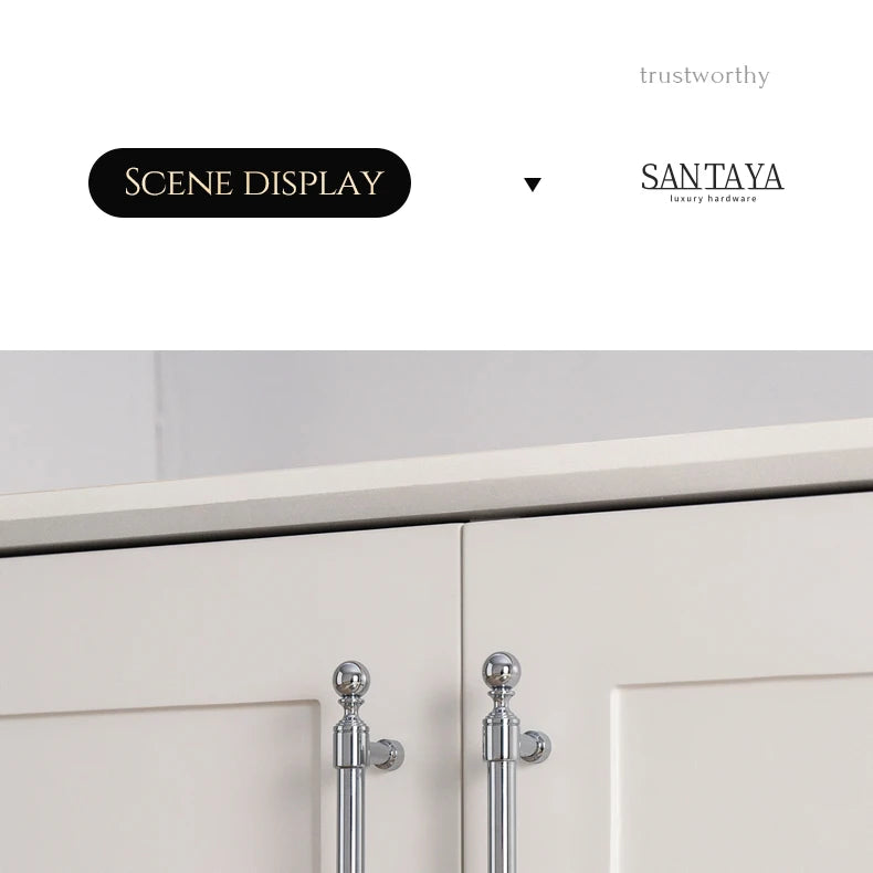 Santaya Solid Brass Kitchen Cabinet Handle PVD Gold Furniture Pulls Wardrobe Long Handles Dresser Drawer Knobs