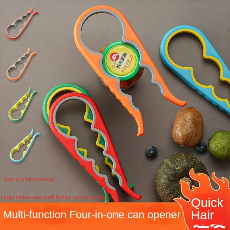 1Pc Four-in-One Bottle Opener Kitchen Multi-Function Can Openers Bottle Opener Non-Slip Labor-Saving Twist Bottle Lid Opener