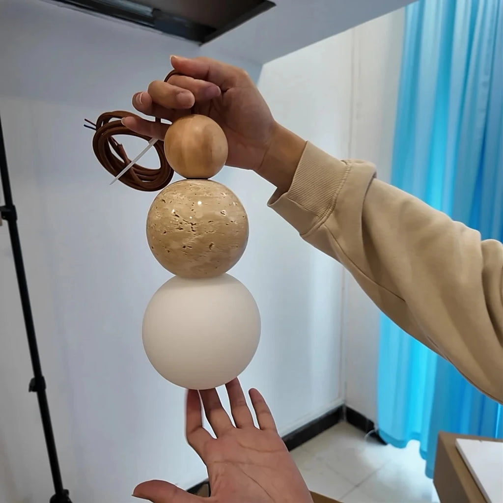 Natural Yellow Cave Stone Led Pendant Lamp For Dining Table, Bedside, Bedroom, Living Room. Home Decoration And Lighting Pendant