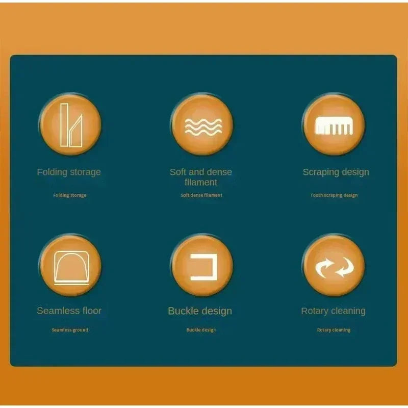 Rotatable Household folding broom broom dustpan set Soft brush whisk broom strip non-stick hair sweeping cleaning and scraping