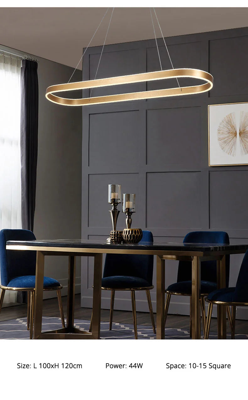 Nordic LED Restaurant Chandelier Ring Aluminum Chandelier Suitable For Kitchen Restaurant Hanging Chandelier Lustre Lighting