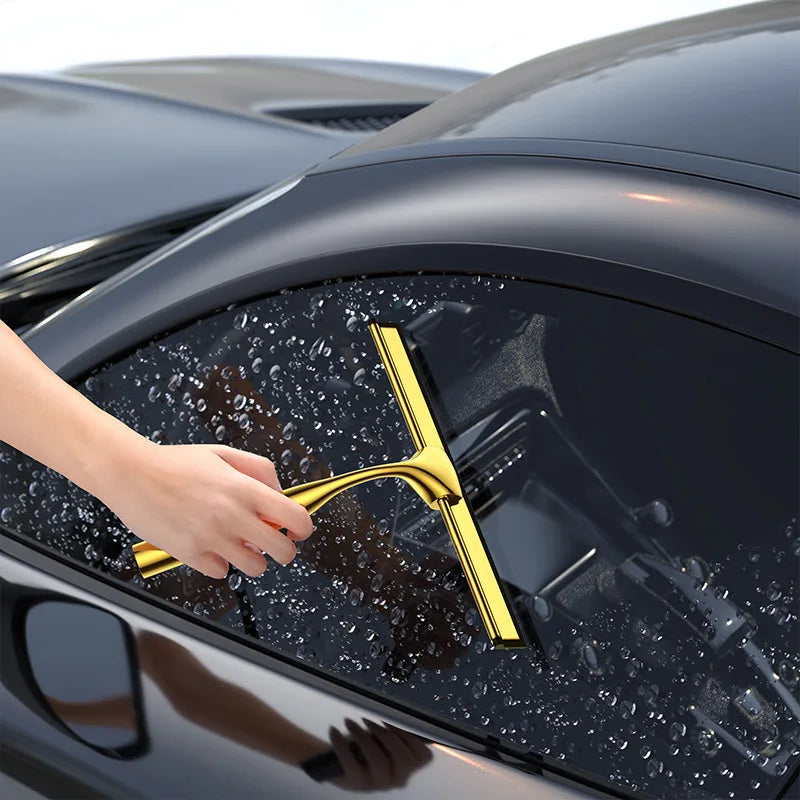 All-Purpose Shower Squeegee 10'' Golden Color Silicone Scrape Stainless Steel Handle Wiper Bathroom Mirror Glass Car Squeegee