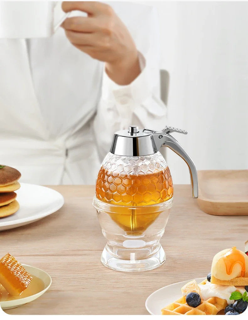 Portable Honey Jar Oil Syrup Storage Kettle Suitable for Juice Honeybee Kitchen Liquid Pot Container Kitchen Storage Supplies