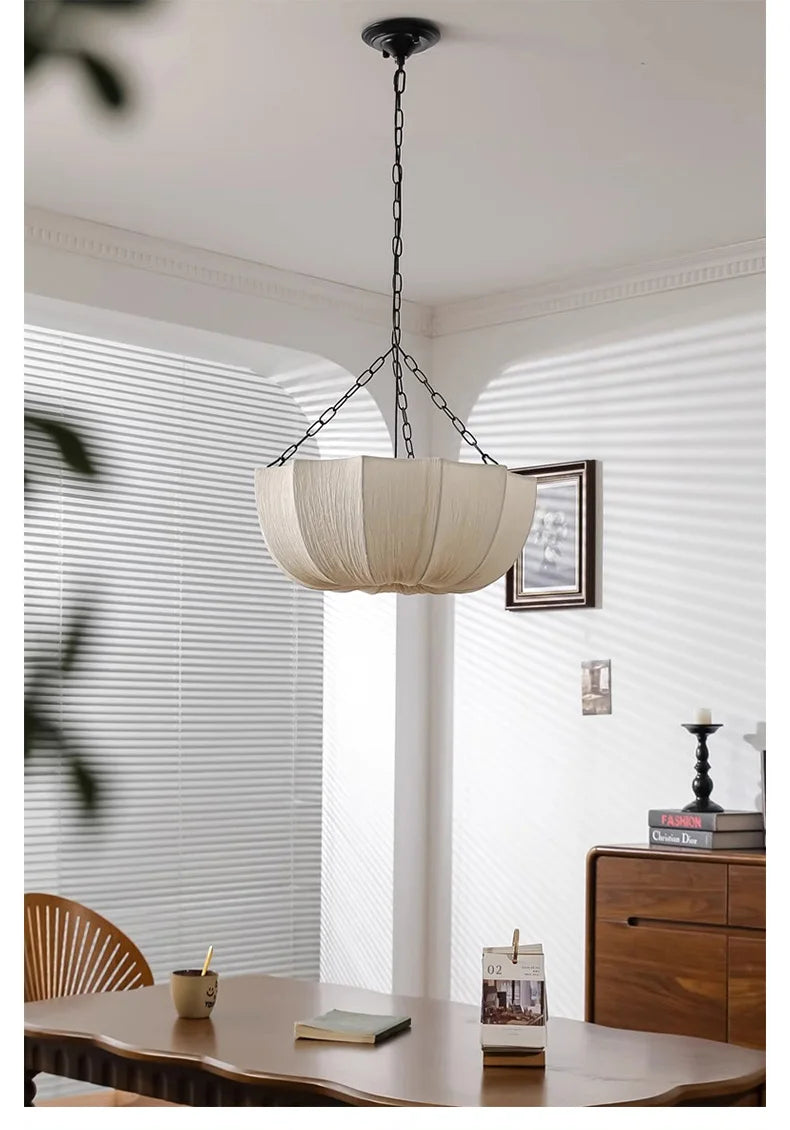 Japanese Wabi Sabi Retro Fabric Pendant Lights Living Dining Room Chandelier Lighting Home Decor Bedroom Lustre Led Hanging Lamp
