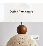 Luma Japanese Style Yellow Travertine Pendant Light, Wabi-Sabi Stone Chandeliers for Kitchen Island Bedroom Bedside Home Decor