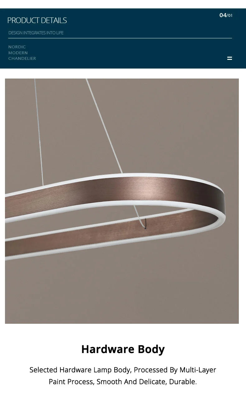 Nordic LED Restaurant Chandelier Ring Aluminum Chandelier Suitable For Kitchen Restaurant Hanging Chandelier Lustre Lighting