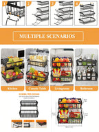 2-Layer Metal Fruit Basket, Countertop Storage Rack for Kitchen, Bathroom, Living Room - Detachable, Black