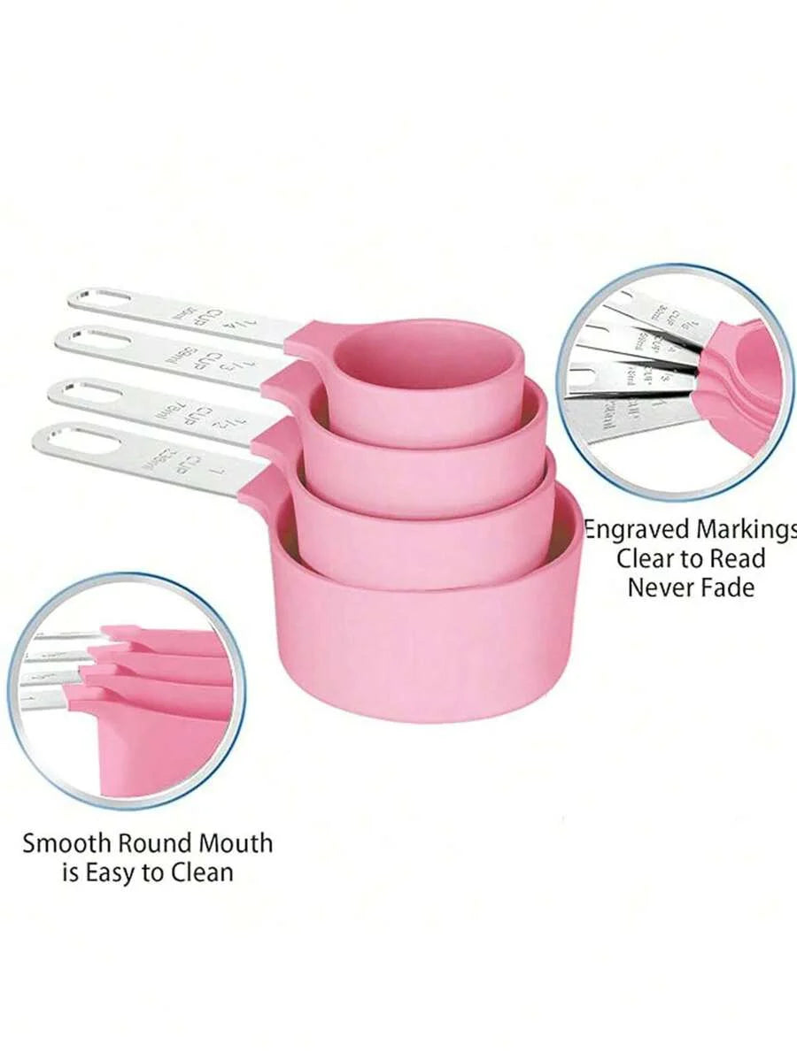 8pcs Measuring Cups & Spoons Set,Stackable Nesting Measure Cups with Stainless Steel Handle,Kitchen Gadgets for Cooking & Baking