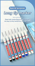 4Pcs Deep Hole Long Nib Markers For Pen Set Waterproof Fine Tip for Metal, wood & Furniture Marking