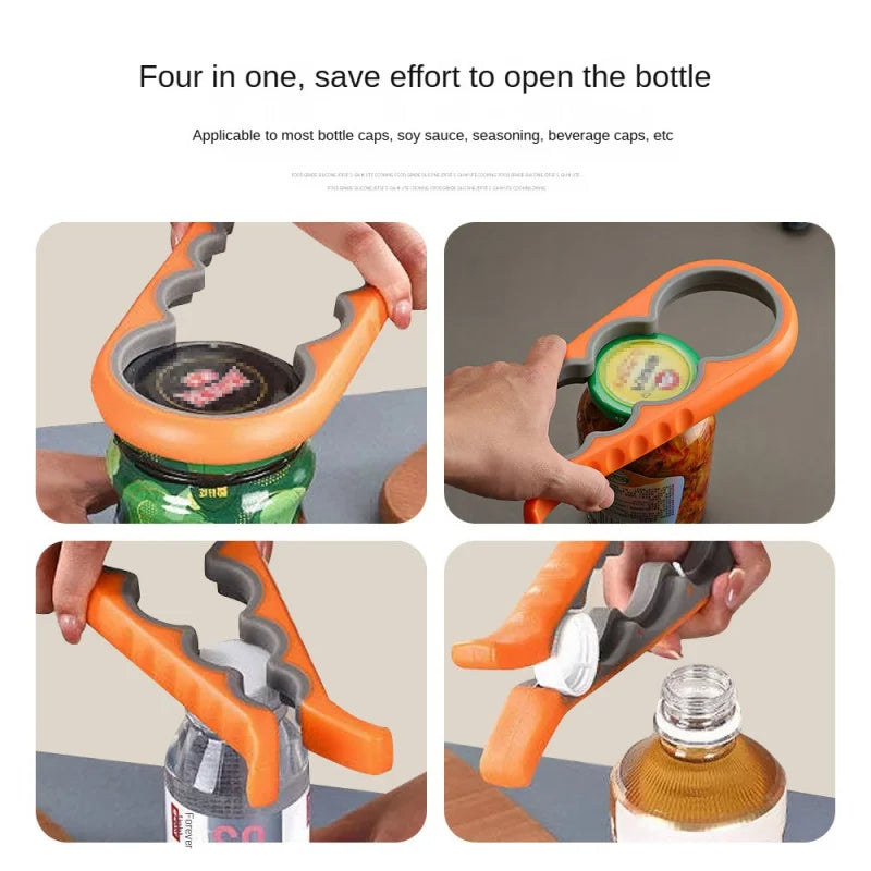 1Pc Four-in-One Bottle Opener Kitchen Multi-Function Can Openers Bottle Opener Non-Slip Labor-Saving Twist Bottle Lid Opener