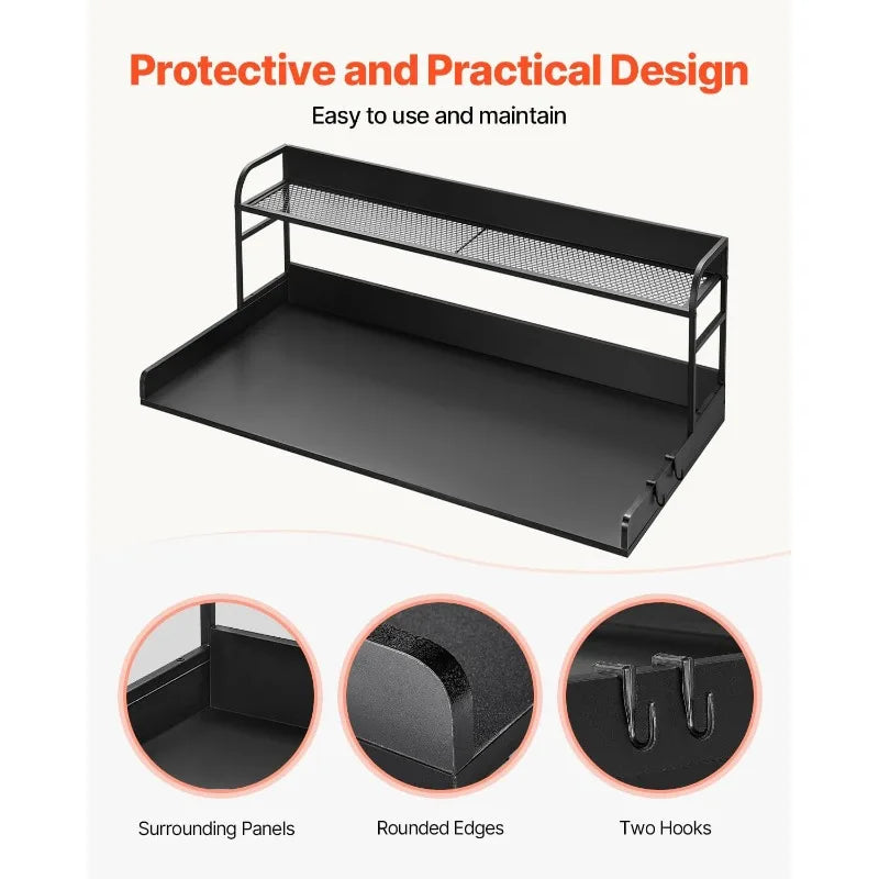 Washer Dryer Countertop with Shelf, 54" x 27" Wooden Laundry Countertop with 2 Hooks & No-Slip Pads