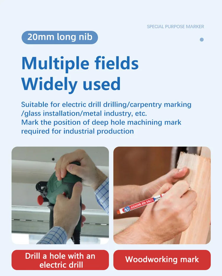 4Pcs Deep Hole Long Nib Markers For Pen Set Waterproof Fine Tip for Metal, wood & Furniture Marking