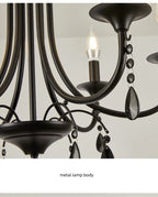 American Black Metal E14 Led Chandelier Living Room Crystal Hanging Lamp Art Decor Home Lighting Led Lamparas Luminarias