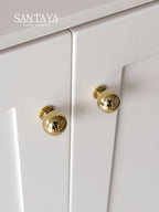 Santaya Solid Brass Kitchen Cabinet Handle PVD Gold Furniture Pulls Wardrobe Long Handles Dresser Drawer Knobs