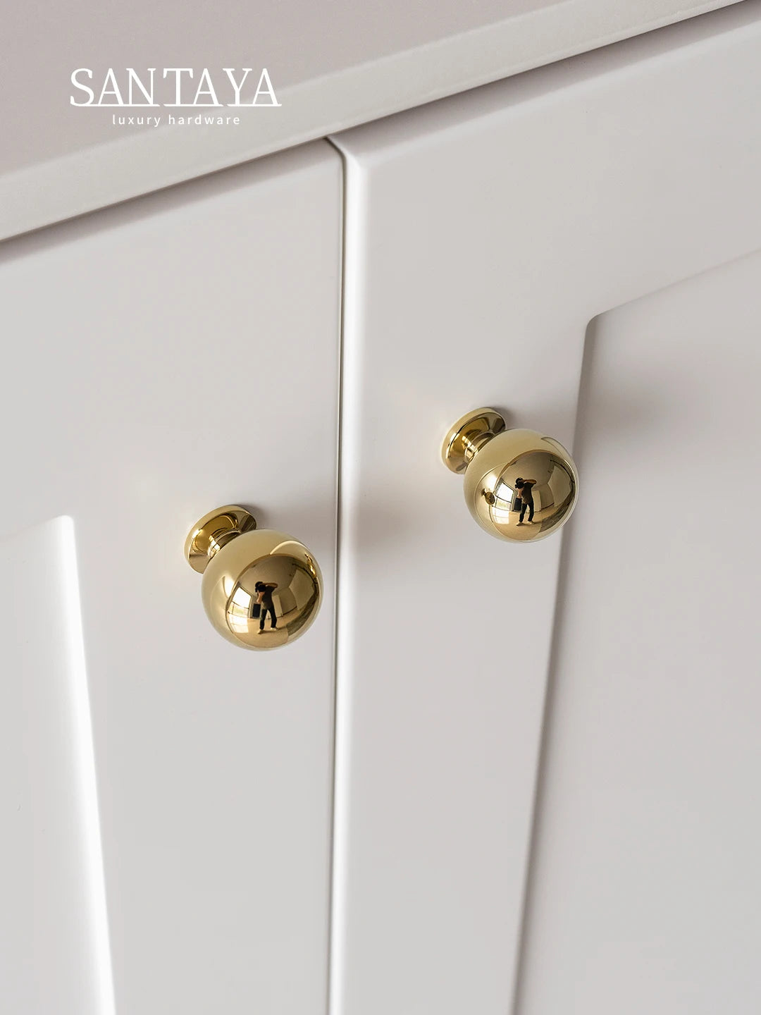 Santaya Solid Brass Kitchen Cabinet Handle PVD Gold Furniture Pulls Wardrobe Long Handles Dresser Drawer Knobs