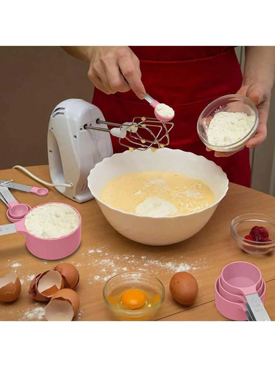 8pcs Measuring Cups & Spoons Set,Stackable Nesting Measure Cups with Stainless Steel Handle,Kitchen Gadgets for Cooking & Baking