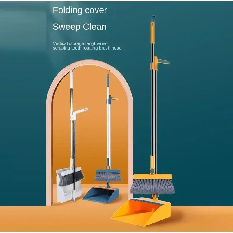 Rotatable Household folding broom broom dustpan set Soft brush whisk broom strip non-stick hair sweeping cleaning and scraping