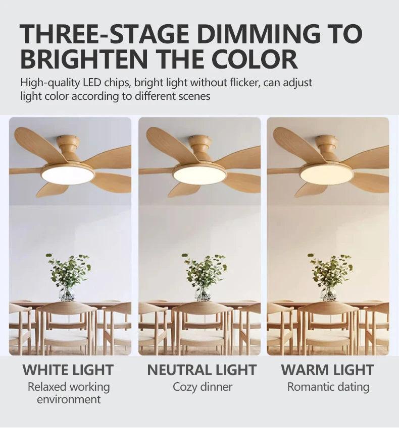 52inch Modern LED 60W Low Floor DC Motor 35W Ceiling Fans With Remote Control Simple Ceiling Fan With Light Home Fan 220V