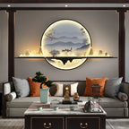 TINNY Modern Wall Picture Light LED Chinese Creative Circular Landscape Mural Sconce Lamp For Home Living Bedroom Study