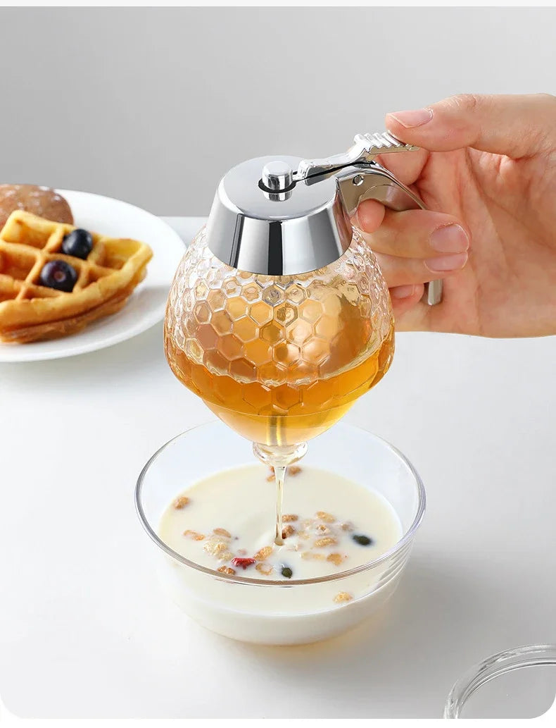 Portable Honey Jar Oil Syrup Storage Kettle Suitable for Juice Honeybee Kitchen Liquid Pot Container Kitchen Storage Supplies