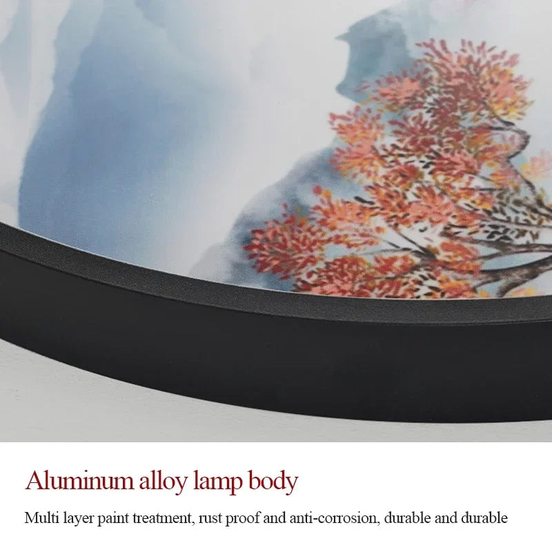 TINNY Modern Wall Picture Light LED Chinese Creative Circular Landscape Mural Sconce Lamp For Home Living Bedroom Study