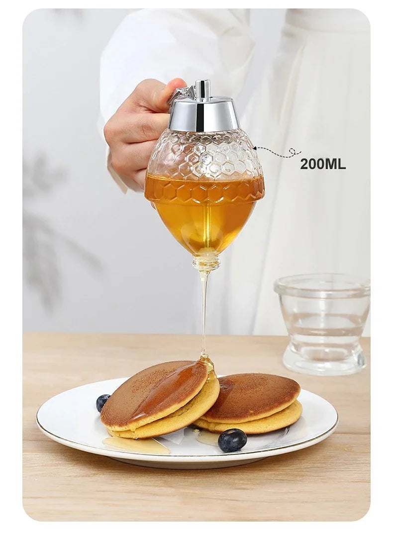 Portable Honey Jar Oil Syrup Storage Kettle Suitable for Juice Honeybee Kitchen Liquid Pot Container Kitchen Storage Supplies
