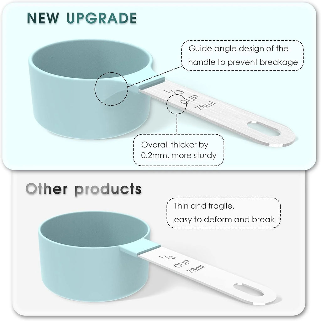 8pcs Measuring Cups & Spoons Set,Stackable Nesting Measure Cups with Stainless Steel Handle,Kitchen Gadgets for Cooking & Baking