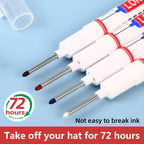 4Pcs Deep Hole Long Nib Markers For Pen Set Waterproof Fine Tip for Metal, wood & Furniture Marking