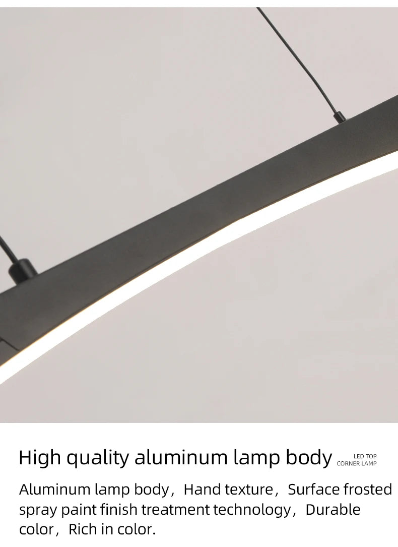 Contemporary Dining Room Pendant Light Sleek LED Arc Hanging Lamp Adjustable Brightness Energy Efficient Ideal for Kitchen Resta