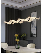 Nordic Creative Led Chandelier Design Long Wave Pendant Lights Restaurant Bar Lamp Dining Room Home Decor Hanging Light Fixture